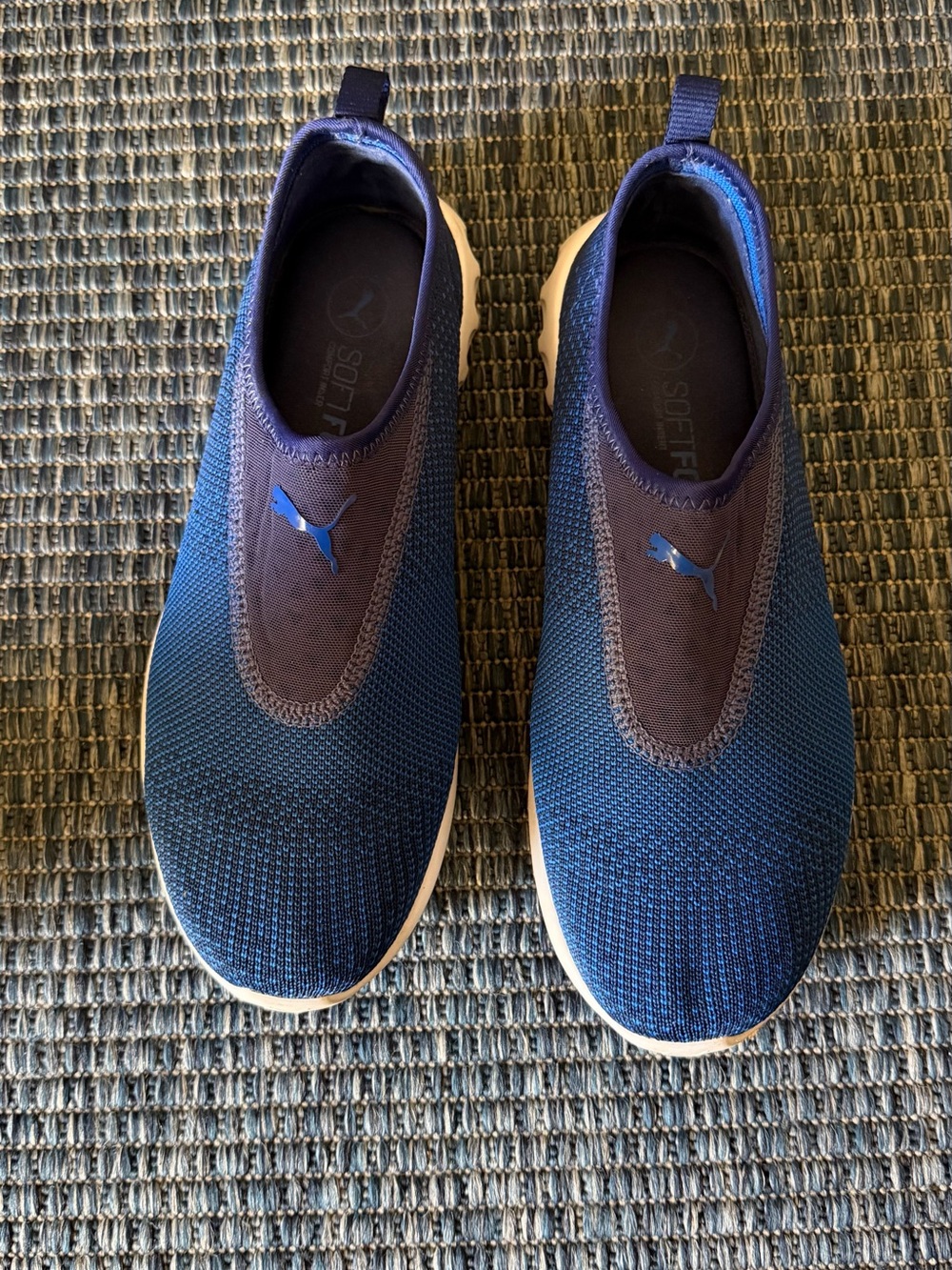 Puma Men's Slip-On Knit Sneakers in Navy Blue